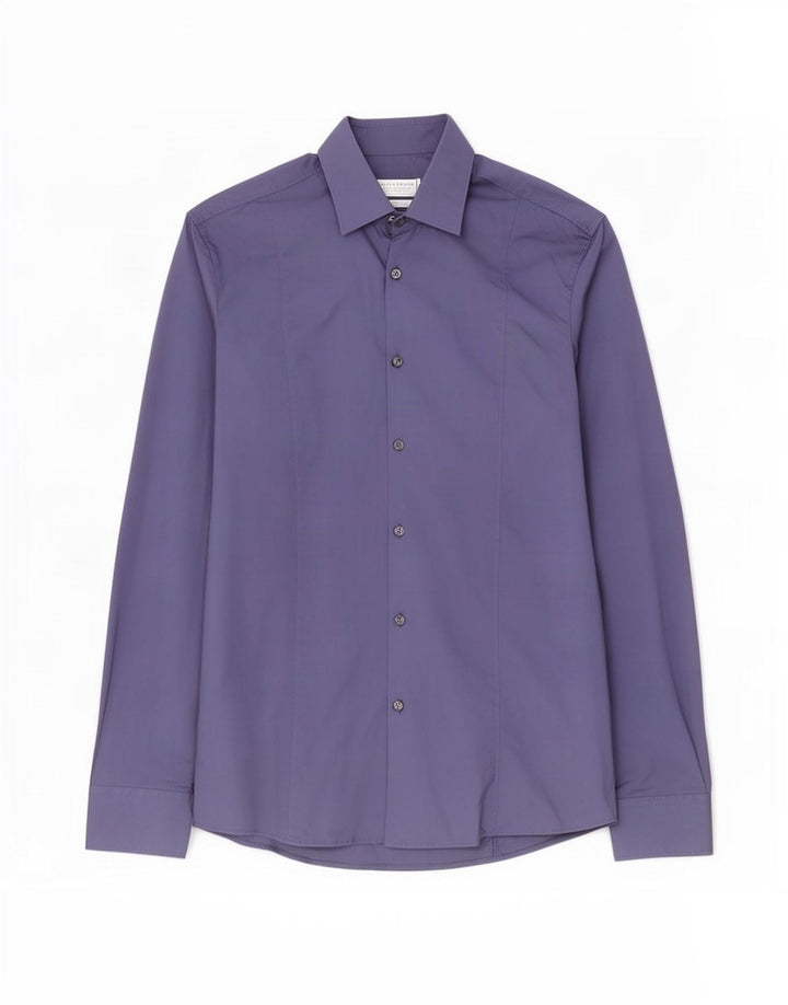 Camicia Zara da uomo slim fit in cotone blu medio