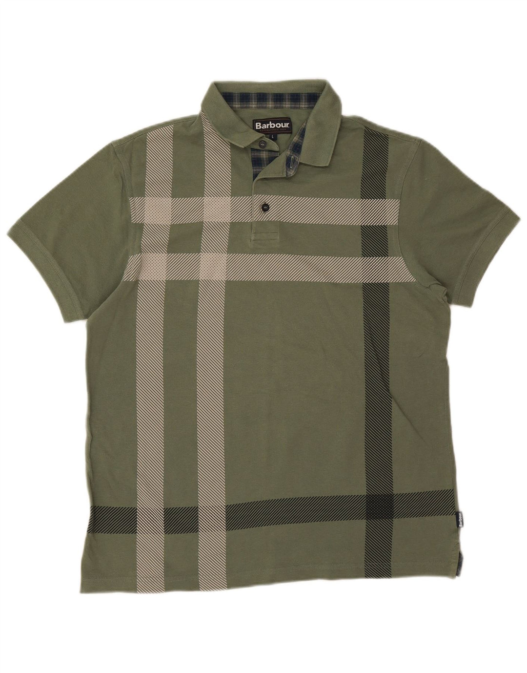 Polo da uomo Barbour a quadri verdi grandi