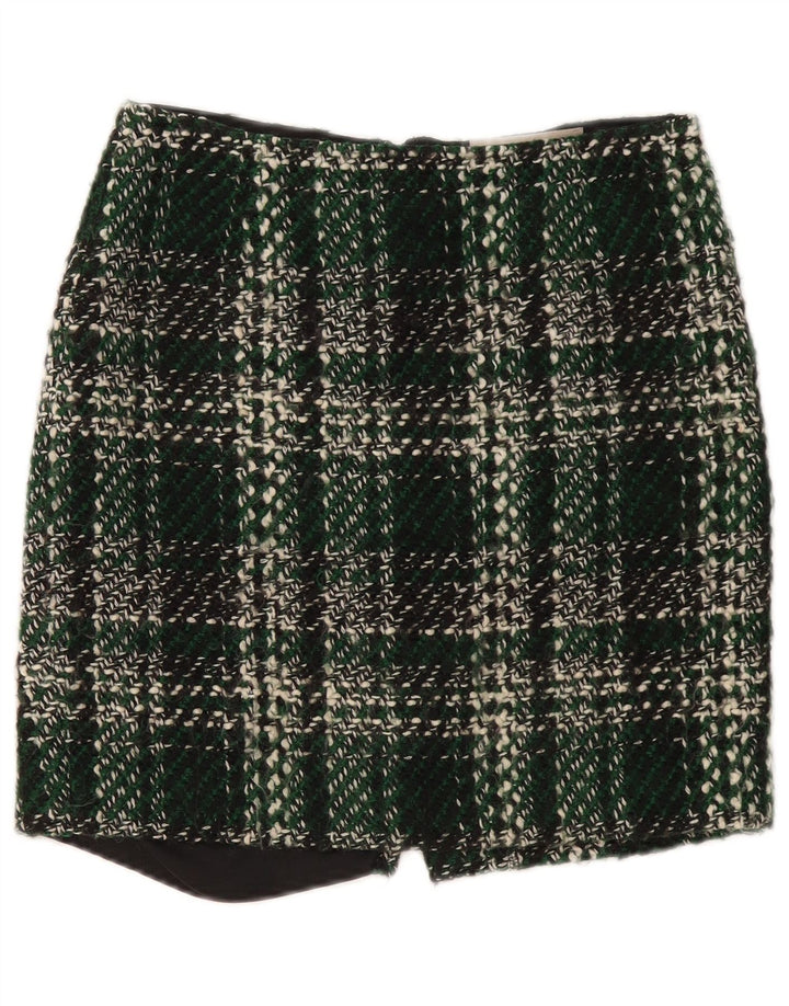 Fenn Wright Manson Minigonna da donna UK 10 Small W30 Lana a quadri verdi