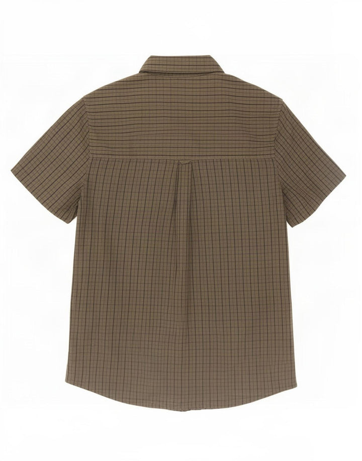 Camicia a maniche corte da uomo Mountain Warehouse grande in cotone a quadretti grigio