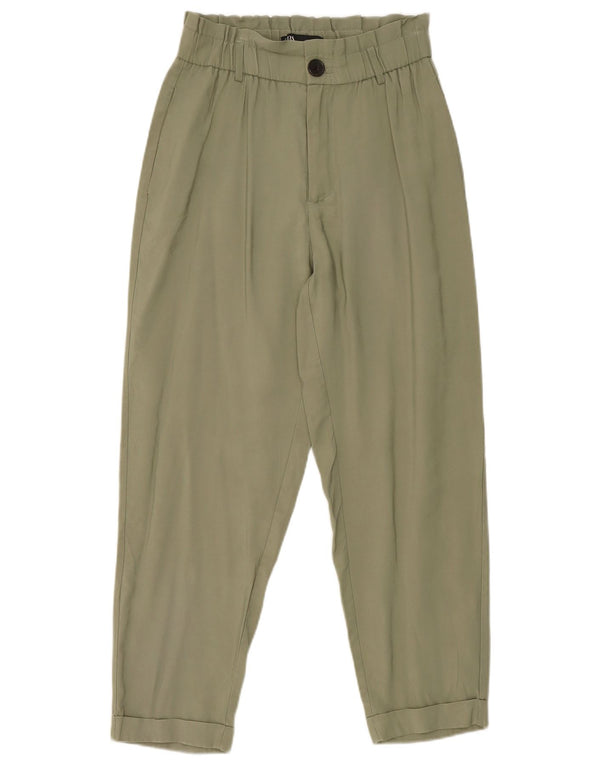 Pantaloni corti con pegging da donna Zara piccoli W27 L25 viscosa kaki