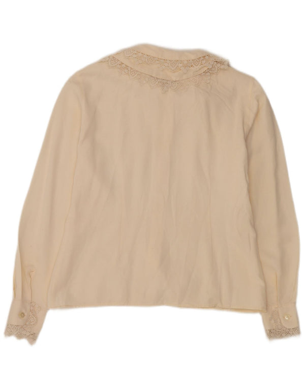 Camicetta camicia da donna Sisley UK 14 medio bianco sporco floreale