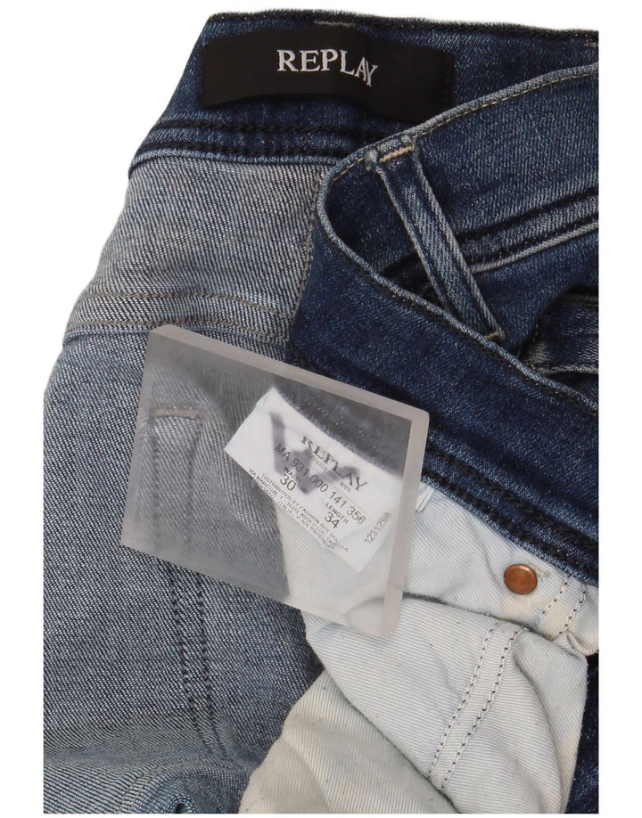 Jeans slim effetto consumato corto Replay da donna W30 L26 Blu