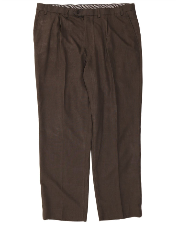 Pantaloni da abito con pegging da uomo Marks & Spencer W40 L31 poliestere kaki