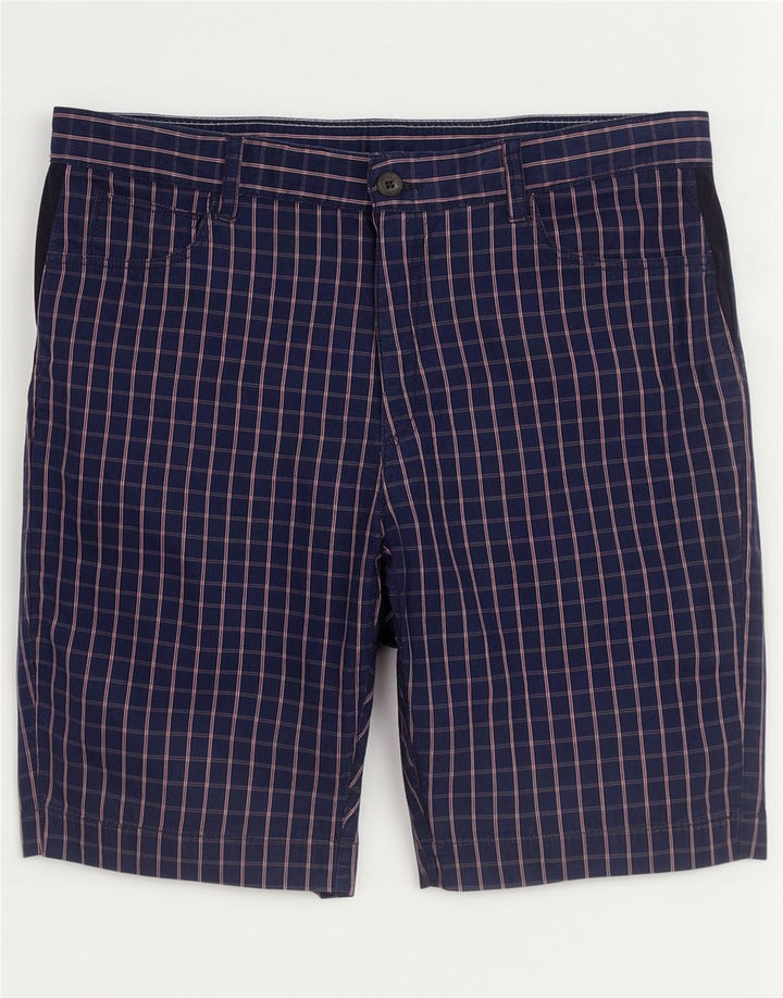 Pantaloncini chino da uomo Lacoste taglia 44 grande W34 cotone a quadri blu navy