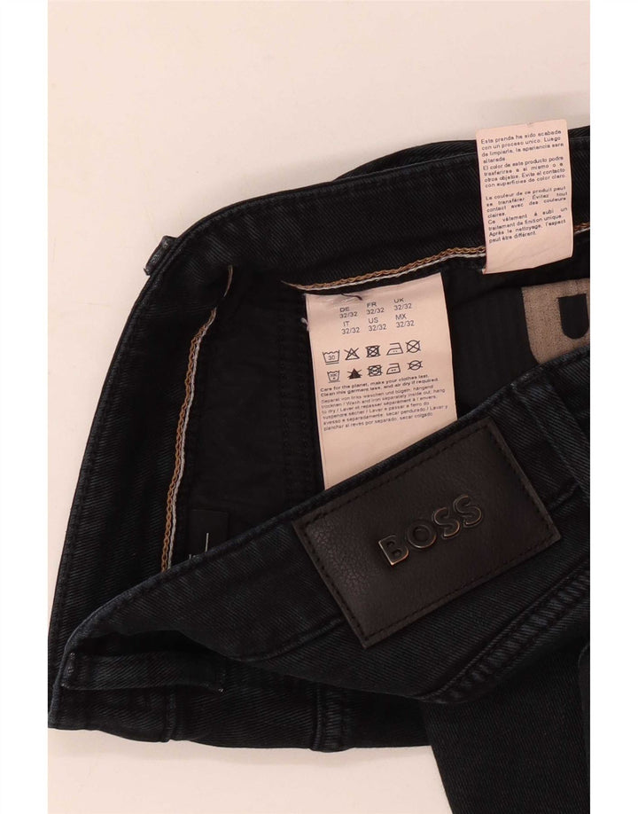 Jeans dritti da uomo Hugo Boss W32 L32 cotone blu navy