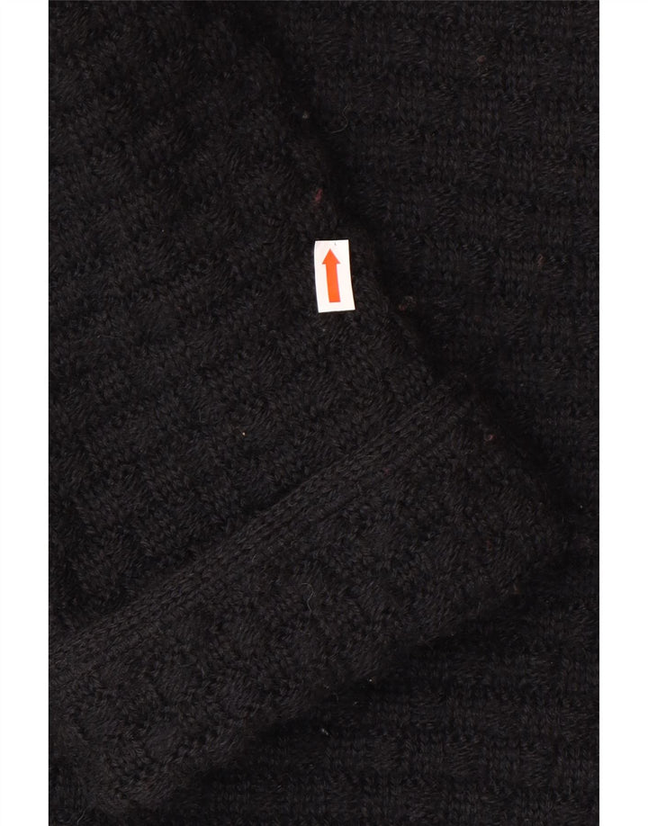 Maglione cardigan da donna vintage UK 12 lana nera media