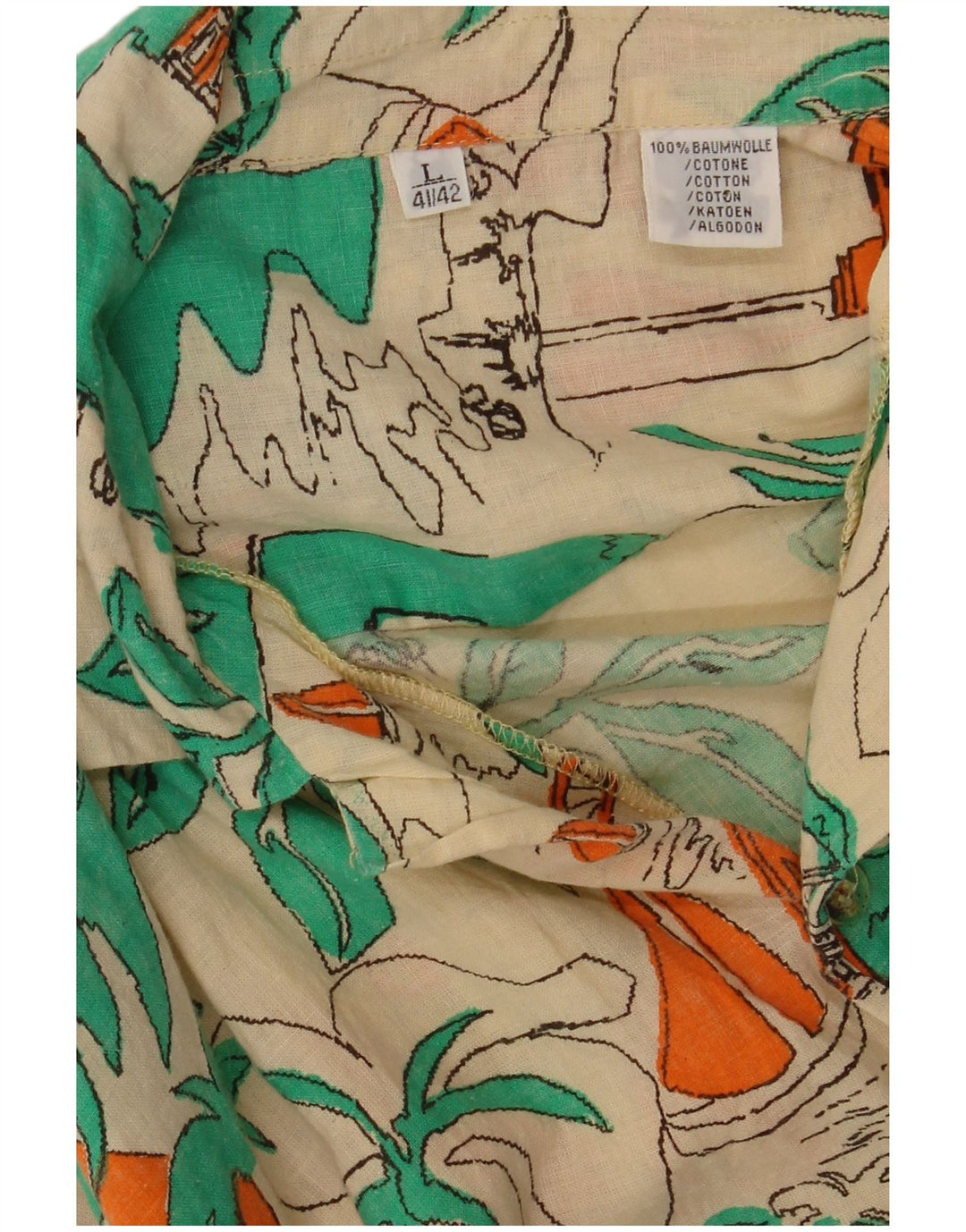 Camicia vintage da uomo con motivo pazzo taglia 41/42 grande hawaiana multicolore