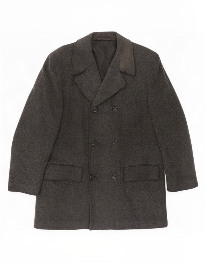 Cappotto doppiopetto da uomo Marks & Spencer UK 38 Lana vergine grigio medio