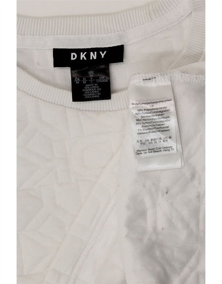 Felpa con grafica corta da donna Dkny UK 14 poliestere bianco medio