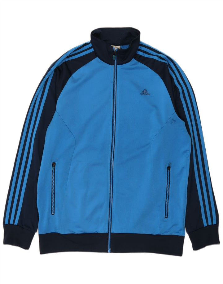 Giacca da tuta da uomo Adidas UK 42/44 Large Blu Colourblock Poliestere