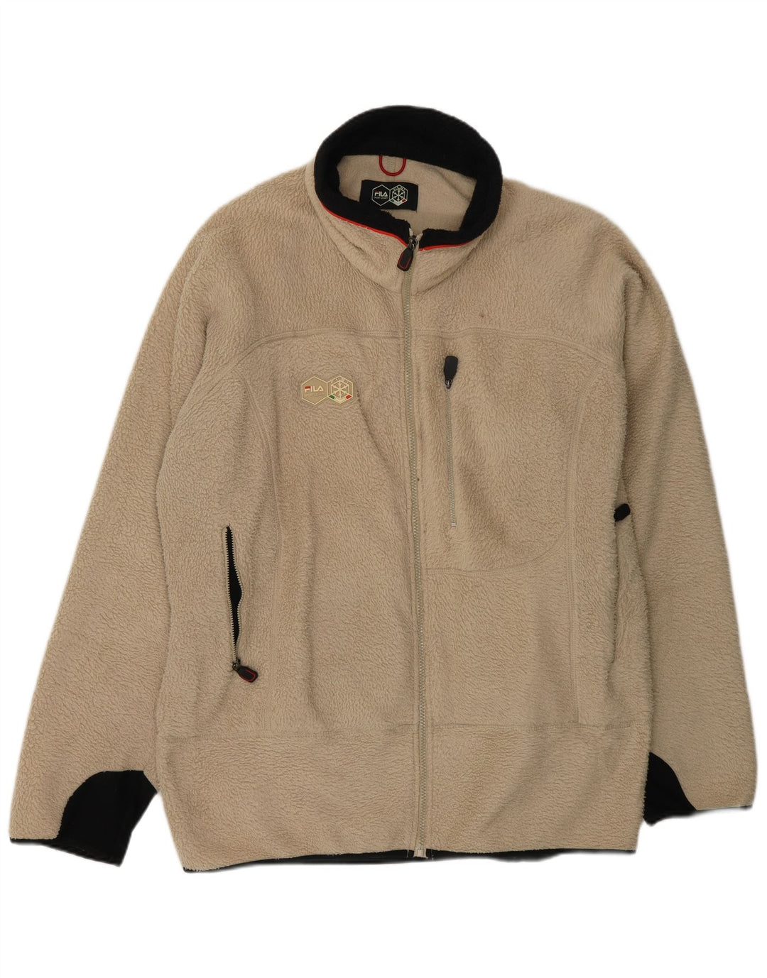 Giacca in pile da uomo FILA UK 44 2XL Poliestere color block beige