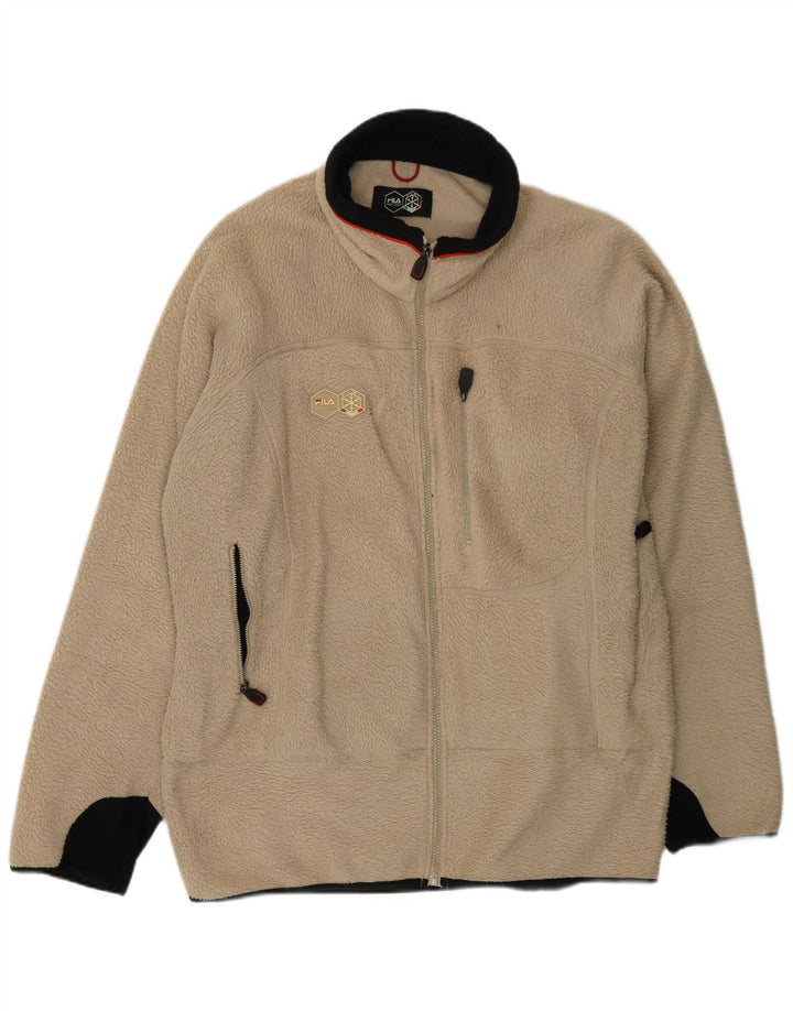 Giacca in pile da uomo FILA UK 44 2XL Poliestere color block beige