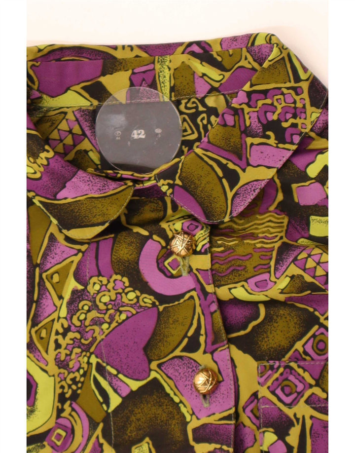 Camicetta camicia a maniche lunghe da donna vintage IT 42 Viola medio retrò