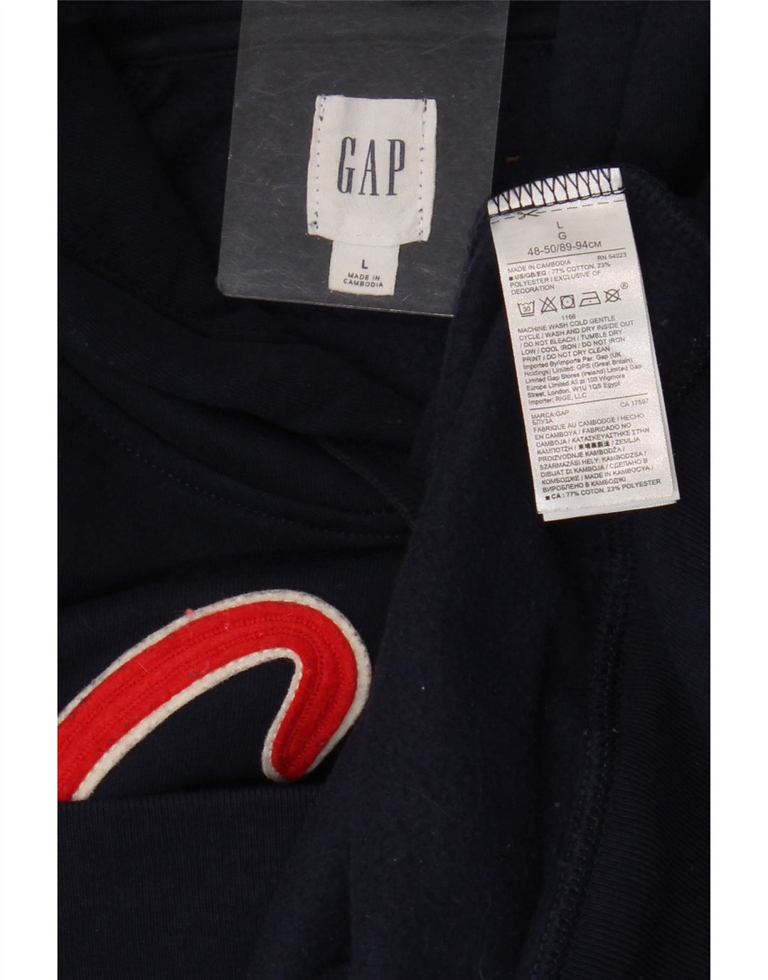Maglione con cappuccio grafico da uomo GAP grande in cotone blu navy