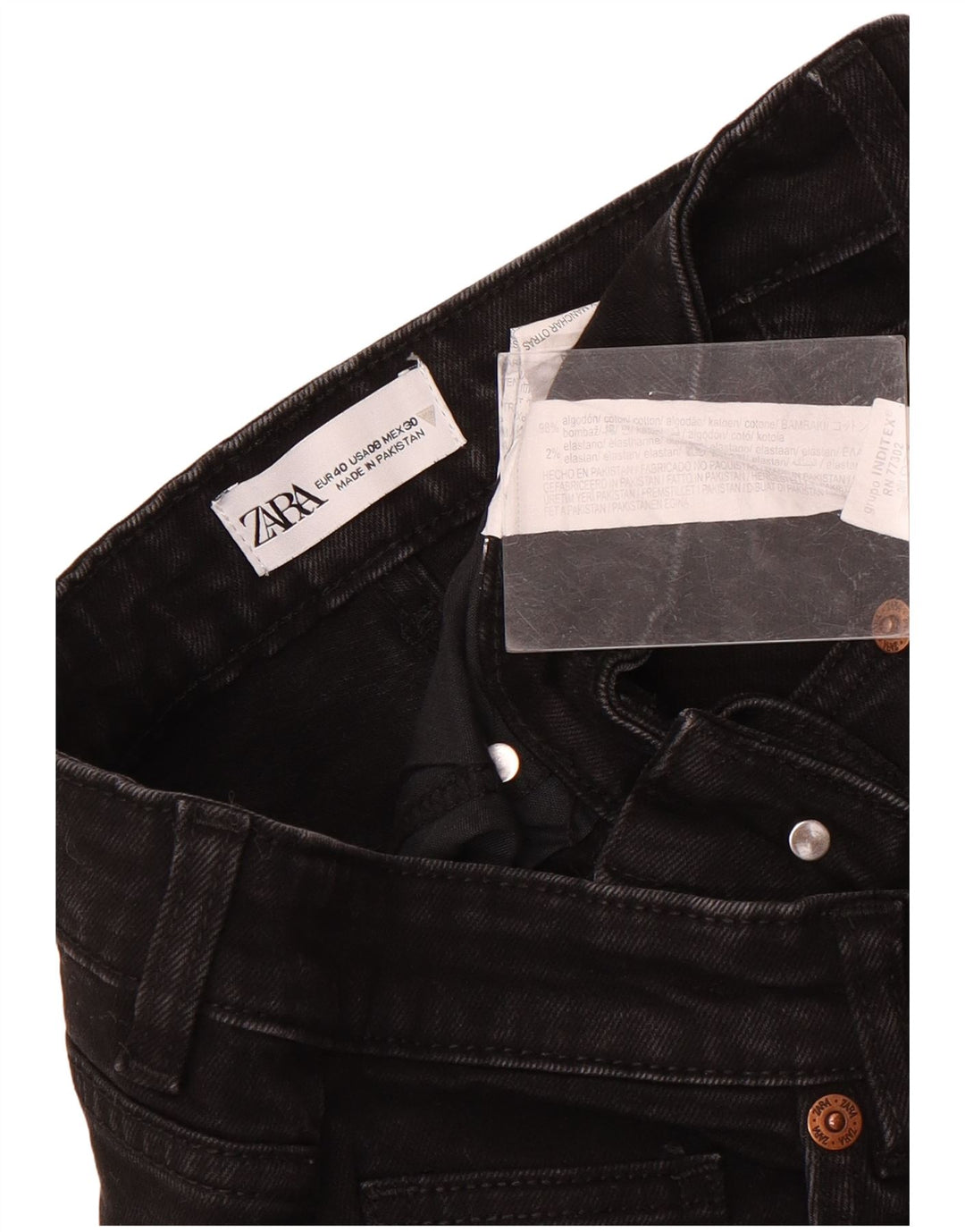 Jeans dritti da donna Zara EU 40 medio W30 L26 cotone nero