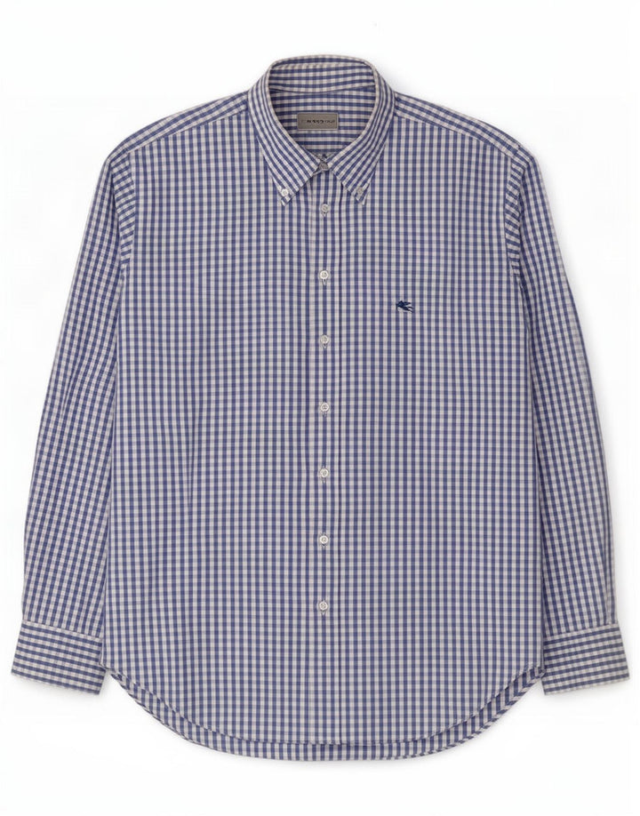 Etro Camicia da uomo taglia 43 Large in cotone a quadretti blu
