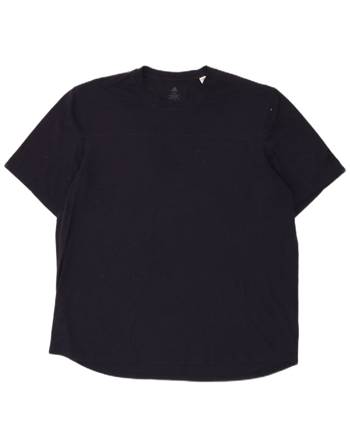 ADIDAS Mens Aeroready T-Shirt Top 2XL Navy Blue Polyester