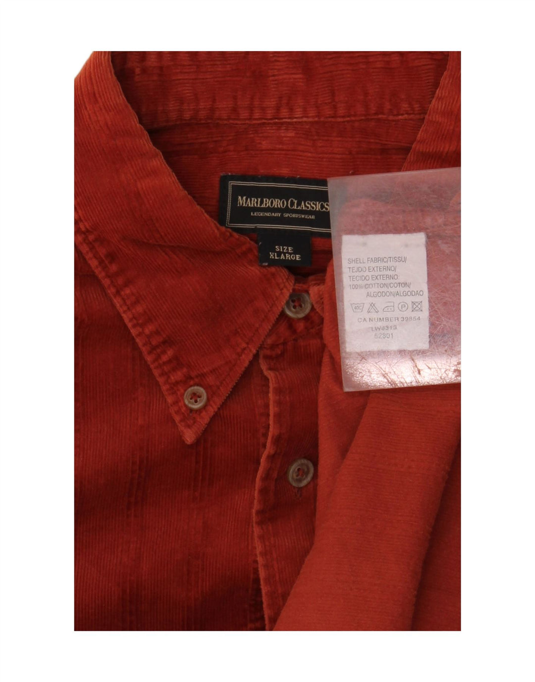 MARLBORO CLASSICS Camicia da uomo in velluto a coste XL rosso cotone