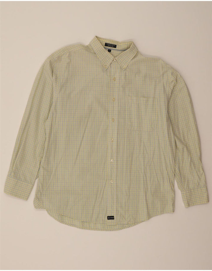 IZOD Mens Sueded Poplin Shirt Large Yellow Check Cotton Vintage Izod and Second-Hand Izod from Messina Hembry 