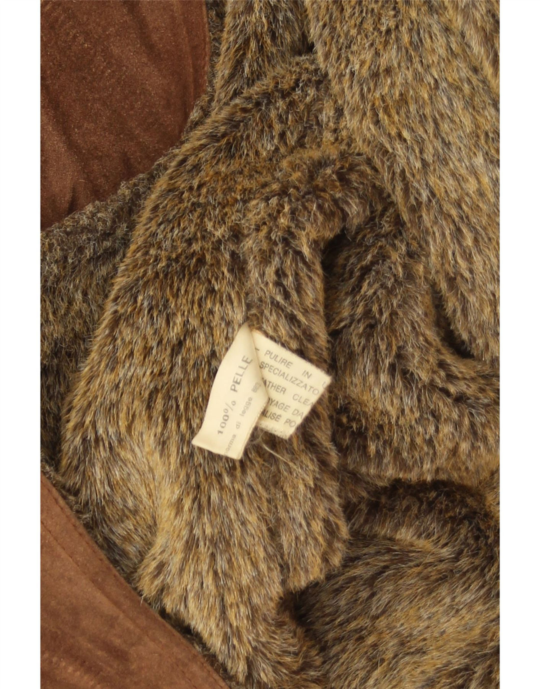 Giubbotto vintage in shearling scamosciato da uomo UK 38 in pelle marrone medio