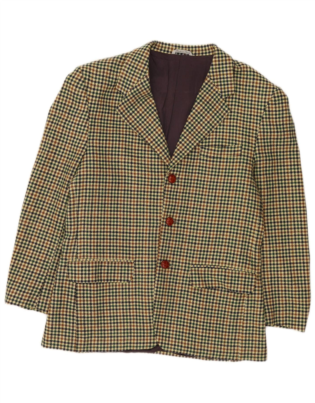 Giacca blazer da uomo a 3 bottoni Wampum UK 38 pied de poule medio multicolore
