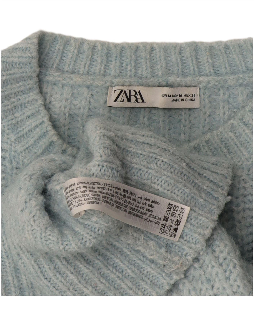 Maglione maglione oversize con scollo a barca da donna Zara UK 14 Poliestere blu medio