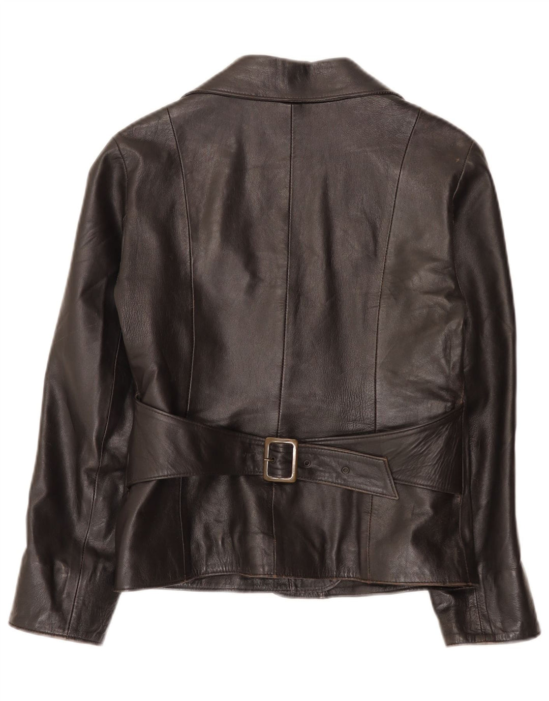 Giacca blazer in pelle vintage da donna a 1 bottone IT 46 grande nera