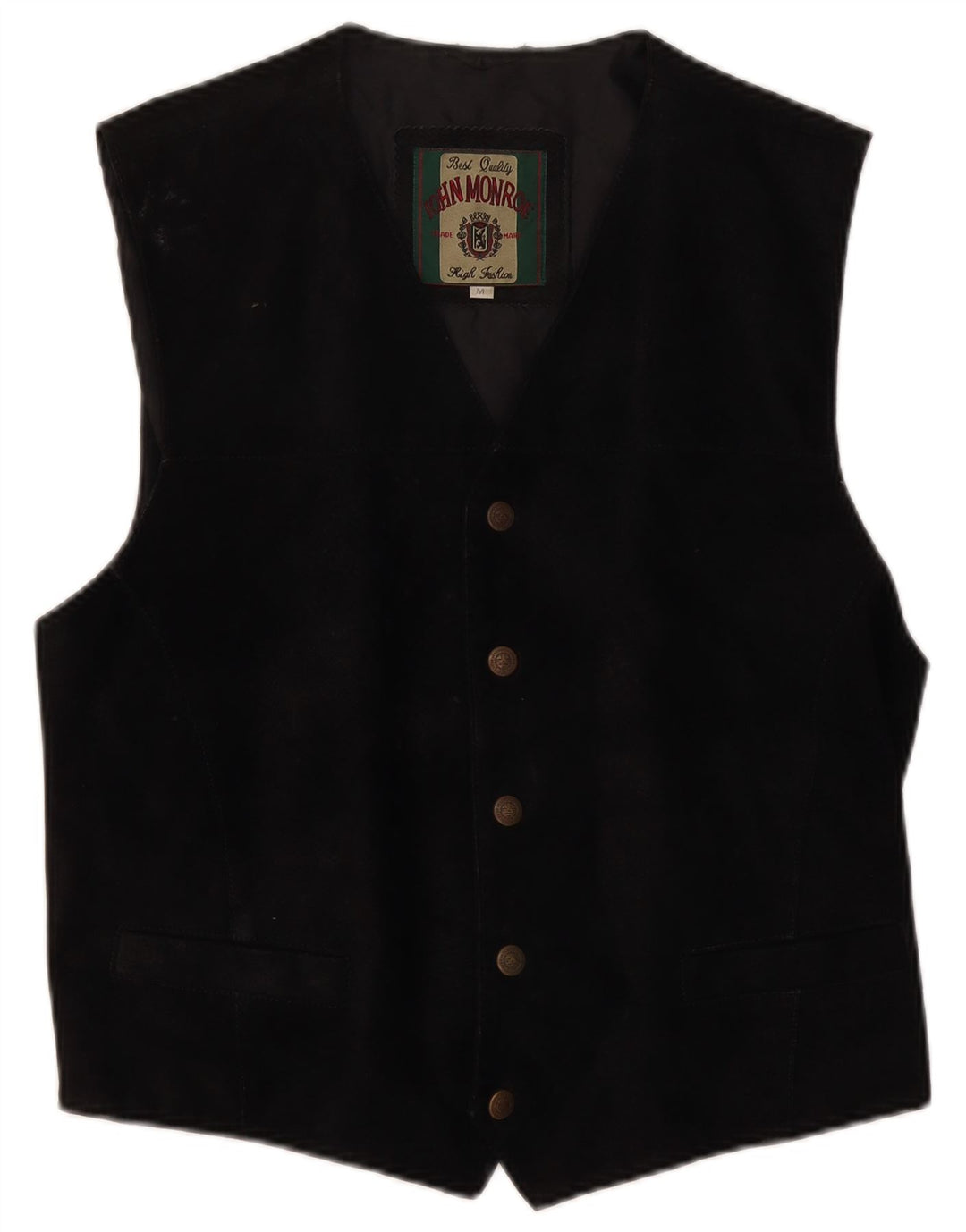 Gilet da uomo in pelle scamosciata John Monroe in pelle nera media