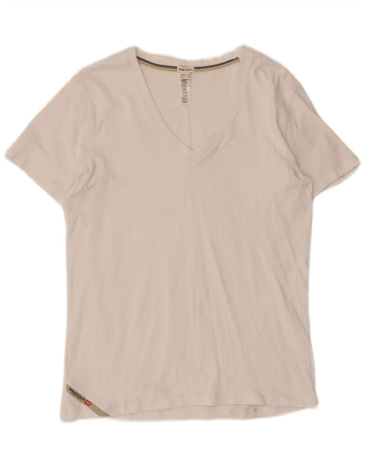 T-shirt da donna Diesel Top UK 12 cotone bianco medio