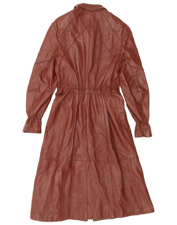 Cappotto in pelle da donna vintage IT 44 in pelle marrone medio