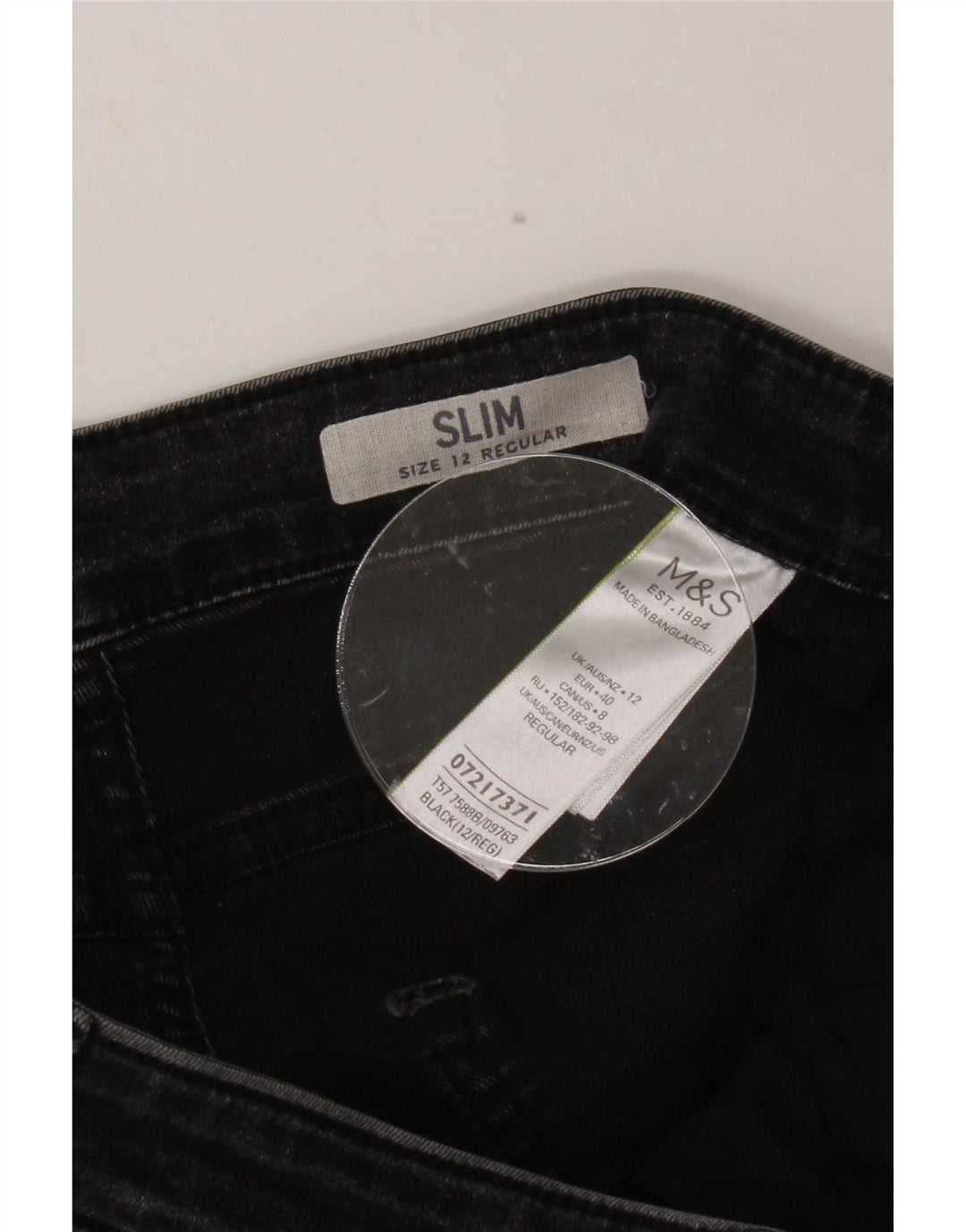 Jeans slim da donna Marks & Spencer UK 12 medio W30 L28 cotone nero