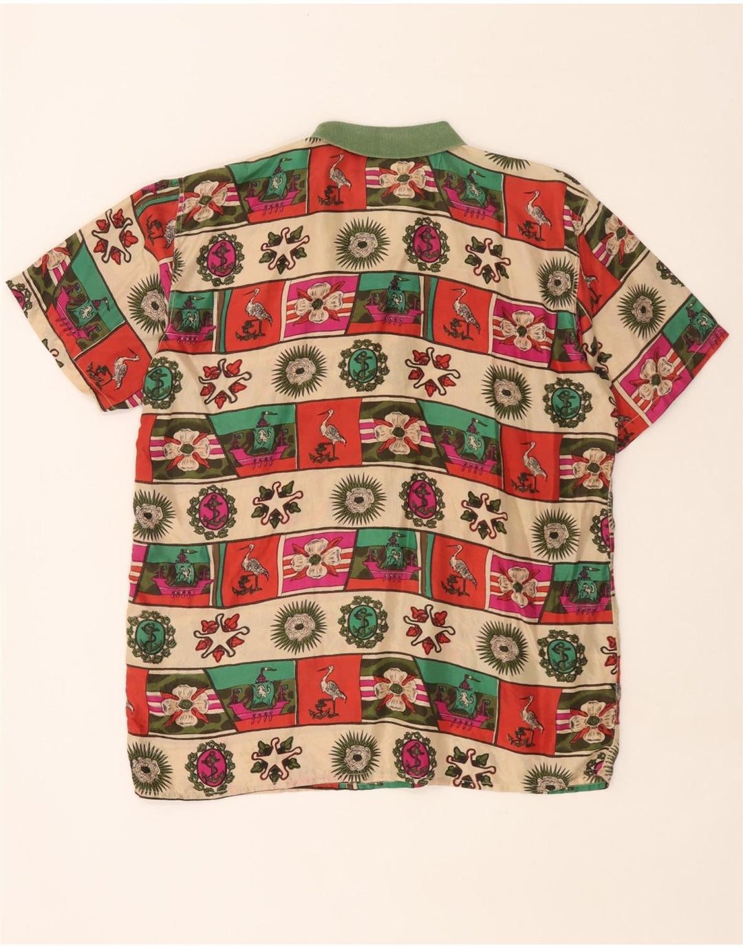 Camicia pullover vintage da uomo con motivo astratto grande multicolore