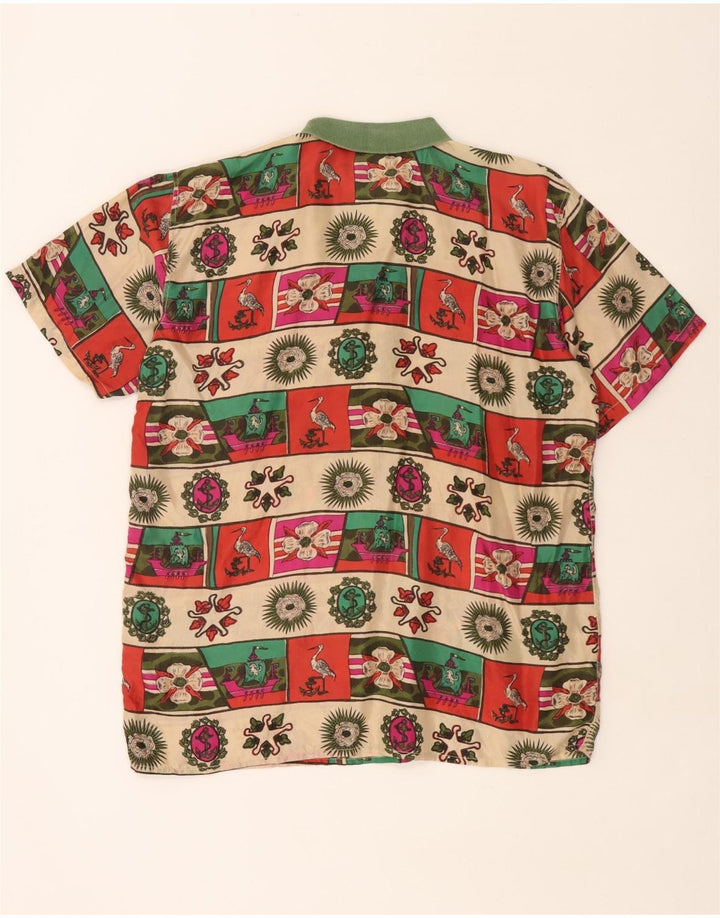 Camicia pullover vintage da uomo con motivo astratto grande multicolore