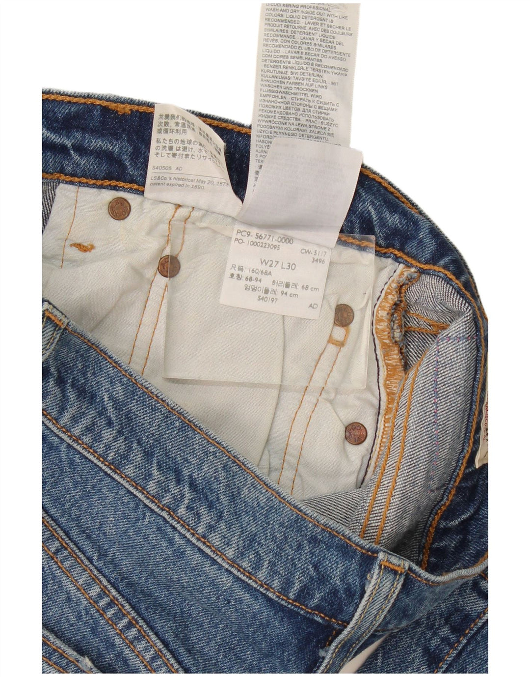 Jeans Levi's da donna 501 slim invecchiati W27 L30 cotone blu