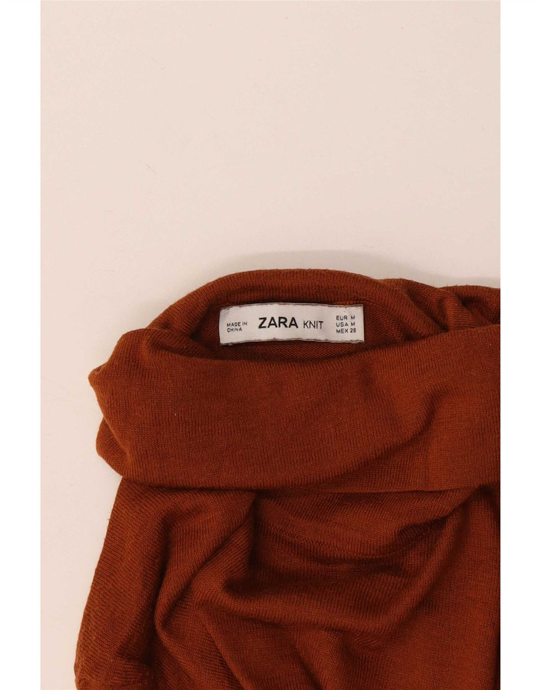 Maglione maglione collo alto da donna Zara UK 12 Marrone medio