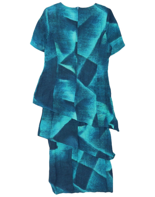 Vicini Abito maxi peplo da donna a 1/2 maniche UK 18 XL Blu Colourblock