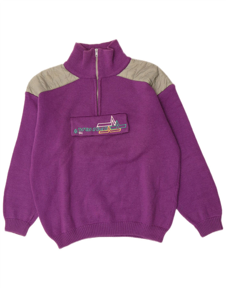 Volkl Maglione da uomo con collo e zip da sci IT 50 Blocco colore viola medio