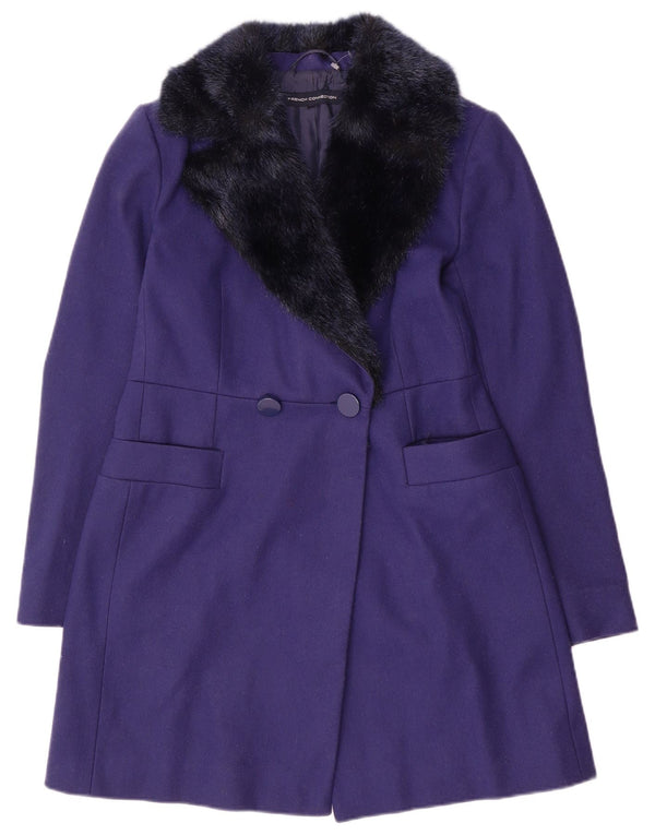 Cappotto doppiopetto da donna French Connection UK 10 piccolo lana viola