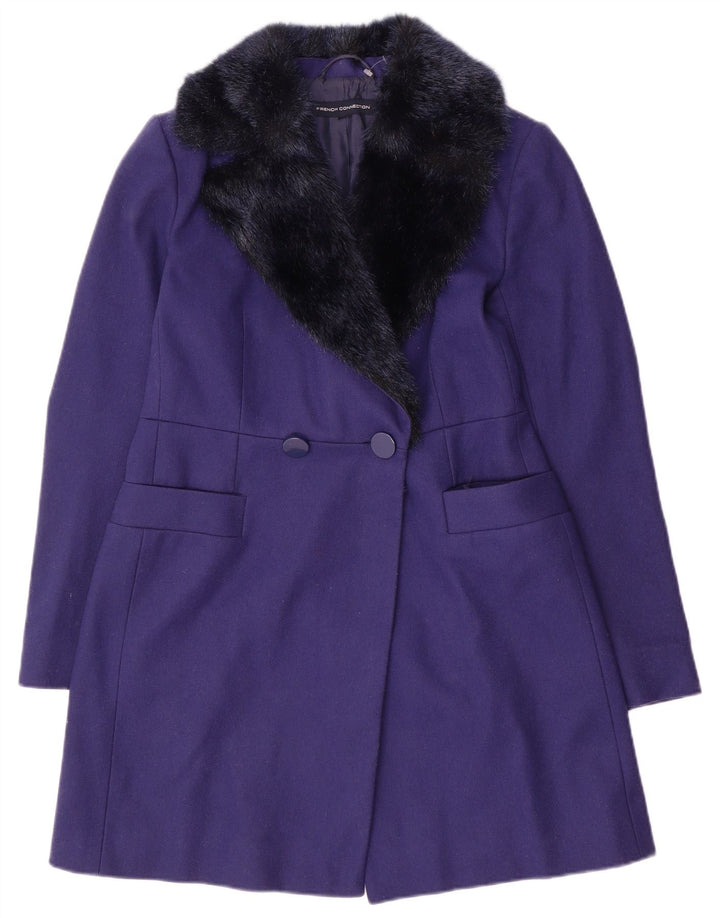 Cappotto doppiopetto da donna French Connection UK 10 piccolo lana viola