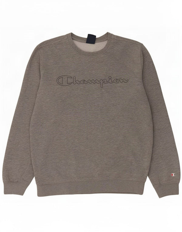 Felpa grafica da uomo Champion in cotone chiazzato grigio medio