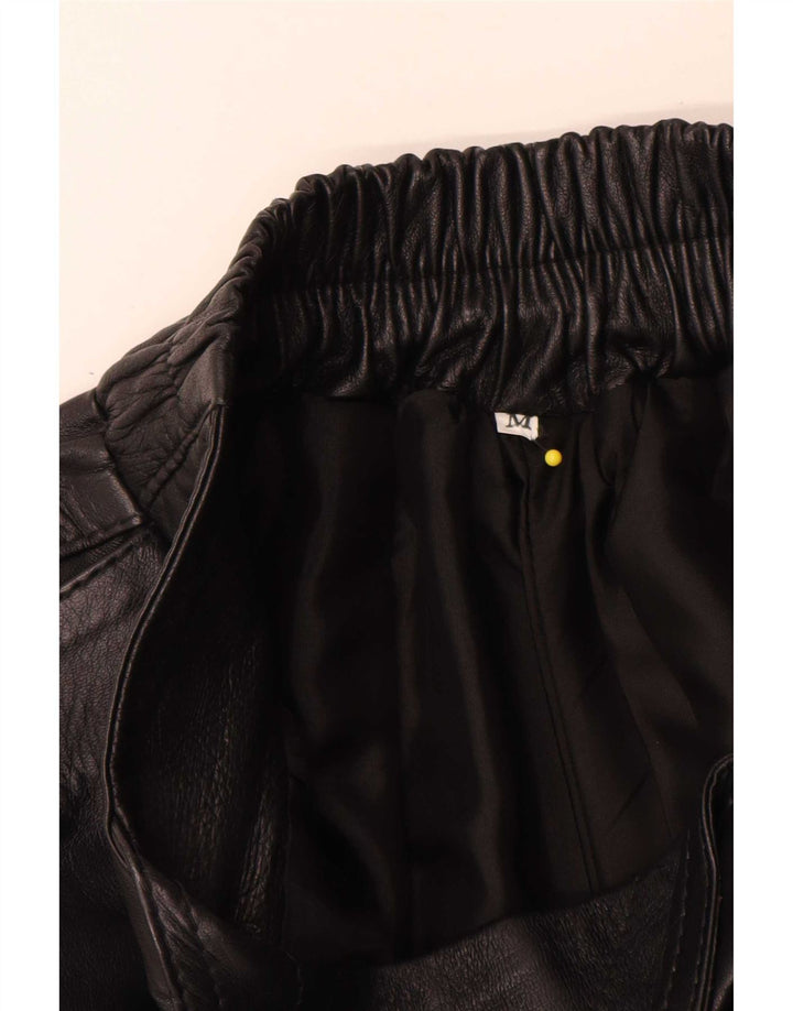 Gonna svasata in pelle vintage da donna media W28 nera