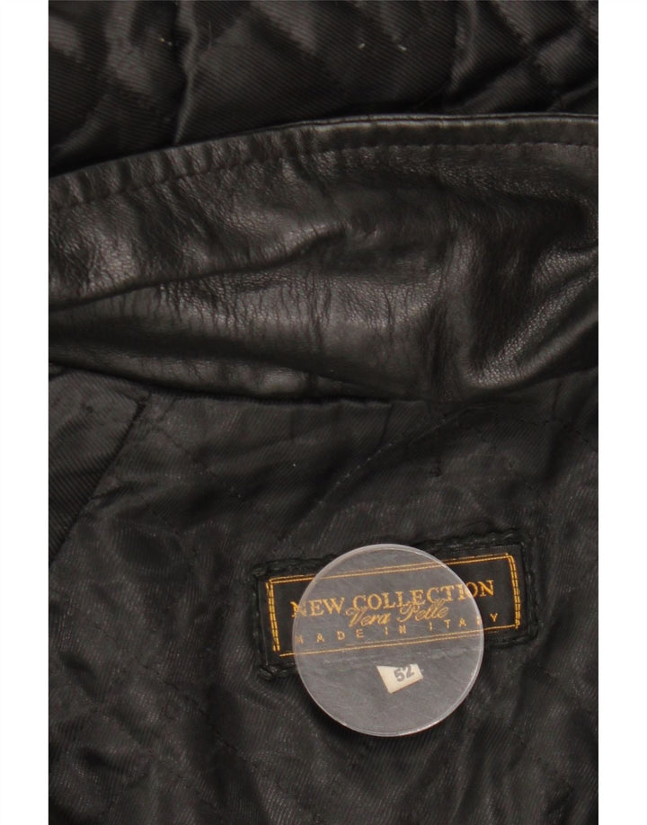 Cappotto in pelle con cappuccio da donna VINTAGE IT 52 2XL Pelle nera