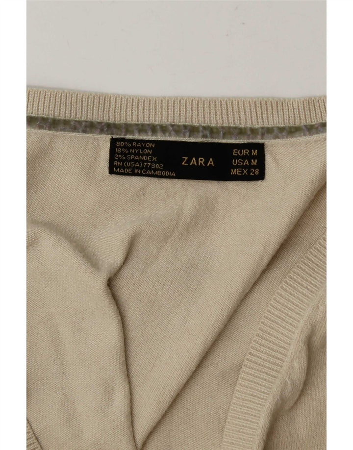 Maglione Zara da donna con scollo a V UK 14 Rayon beige medio