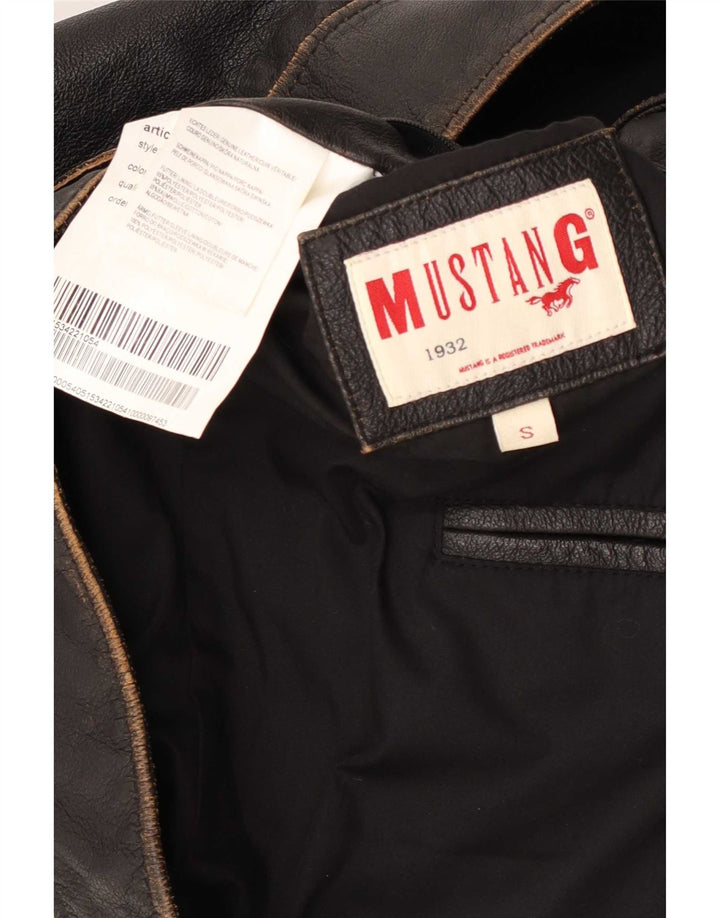 Giacca in pelle militare da uomo Mustang UK 36 piccola in pelle marrone