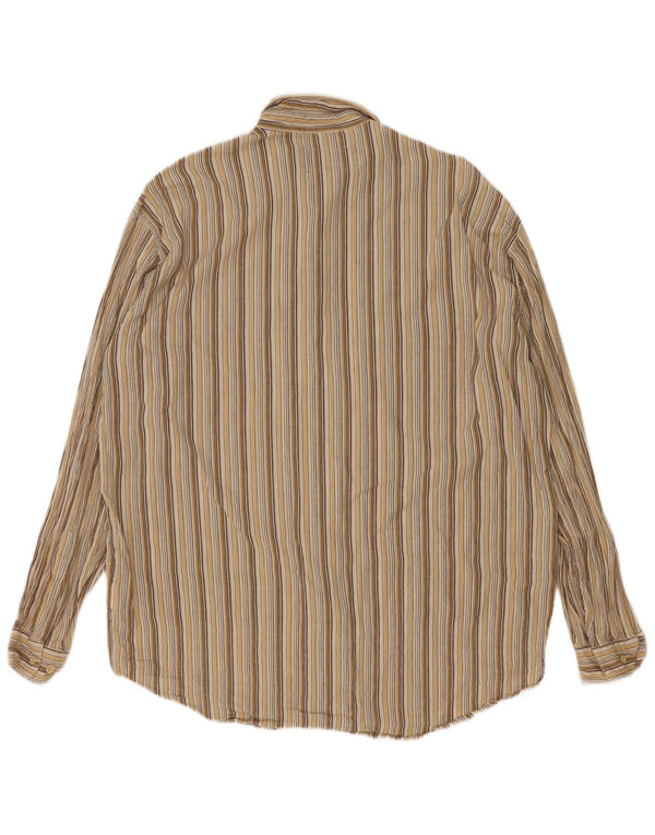 Camicia da uomo Marlboro Classics Large in cotone a righe marroni