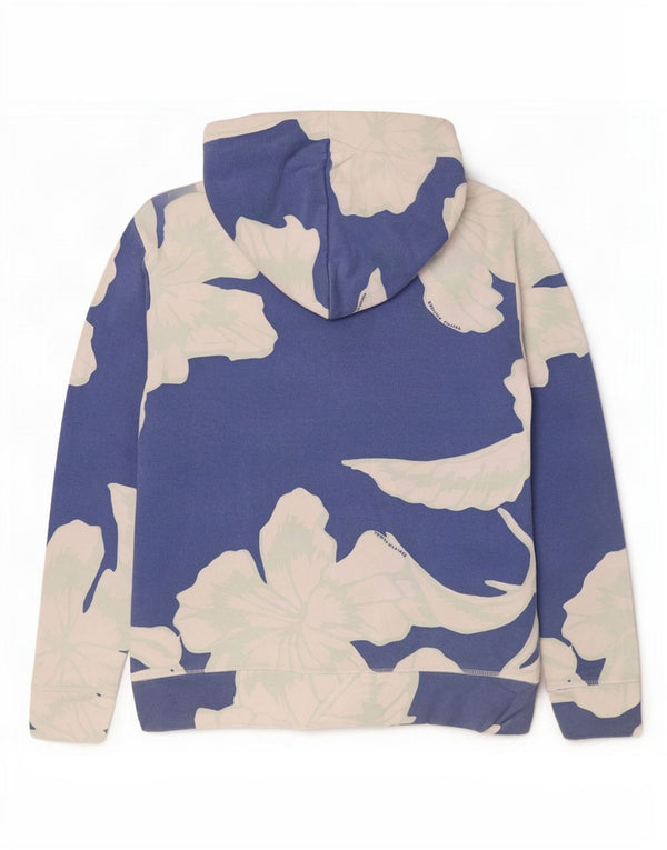 Maglione con cappuccio grafico da uomo Tommy Hilfiger XL in cotone floreale blu