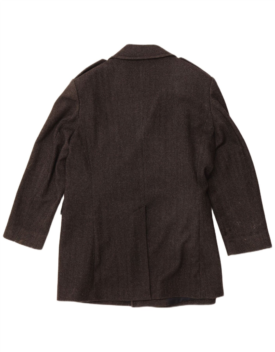 Cappotto da marinaio da uomo JAEGER UK 42 XL Lana a spina di pesce grigia