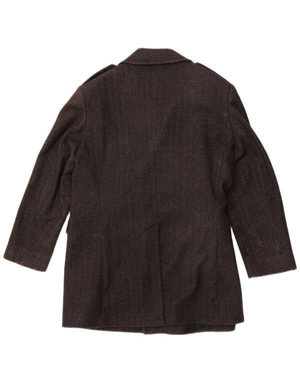 Cappotto da marinaio da uomo JAEGER UK 42 XL Lana a spina di pesce grigia