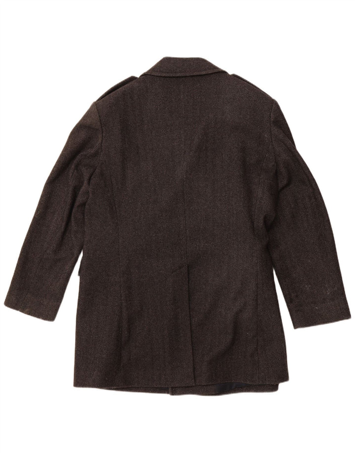 Cappotto da marinaio da uomo JAEGER UK 42 XL Lana a spina di pesce grigia